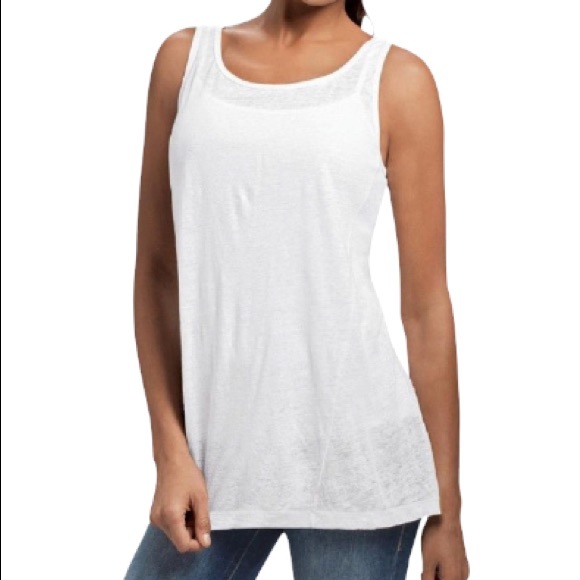 CAbi Linen Burnout Summer White Tank Tunic Size Small